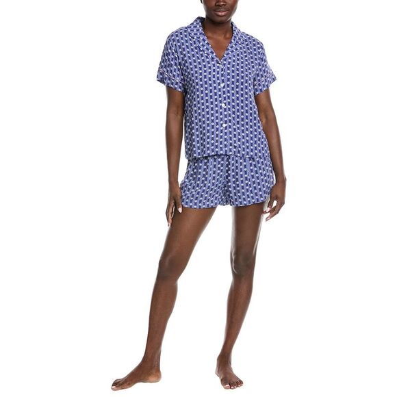 Flora Nikrooz Womens  2Pc Printed Pajama Set, Blue - Picture 1 of 3
